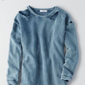 Ripped Blue Sweater Dress